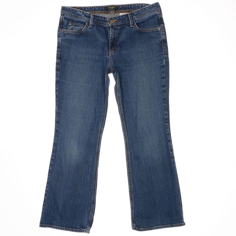 Eddie Bauer Classic Bootcut Jeans Size 12 S Womens Blue Denim Measures 33 x 27